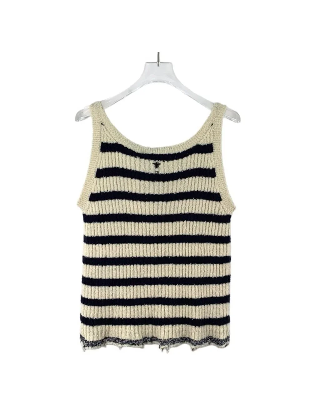 Dior Color-Block Stripe Bee Embroidered Cotton Knit Vest